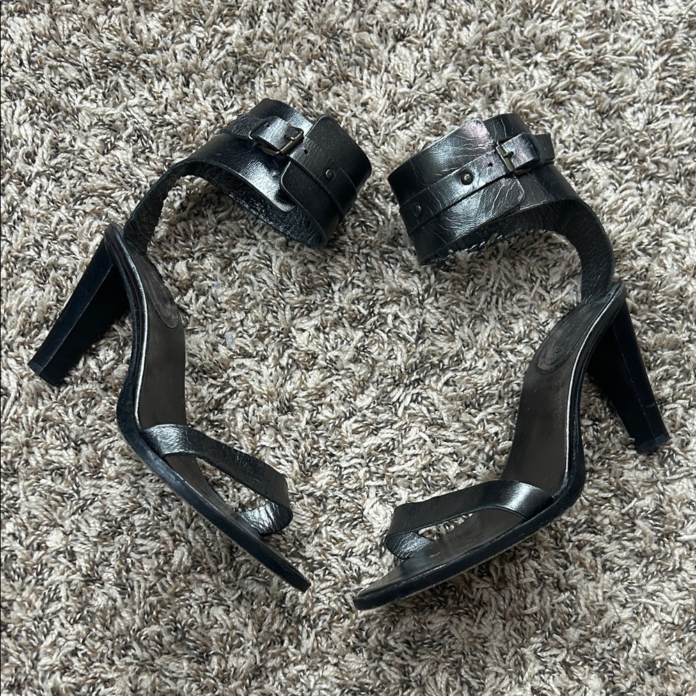 Max Mara Metallic Ankle Strap Heels Sz 38.5 US 8.5